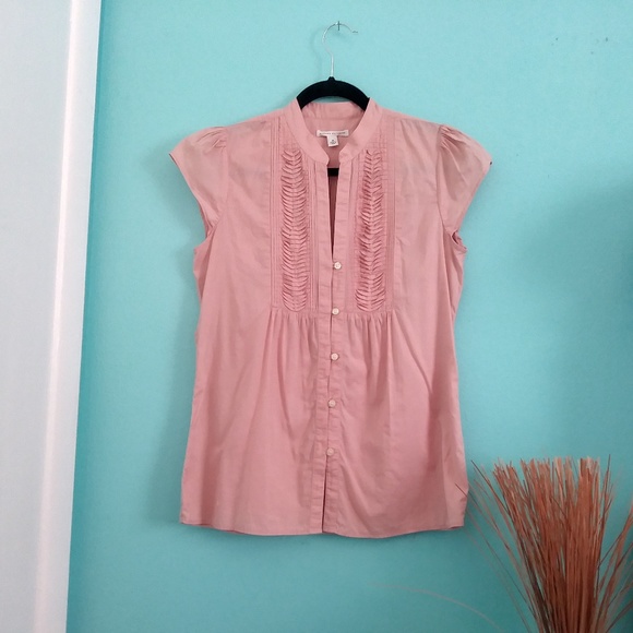 Banana Republic Factory Tops - Banana Republic Women's Blouse Tuxedo Pleats sz M